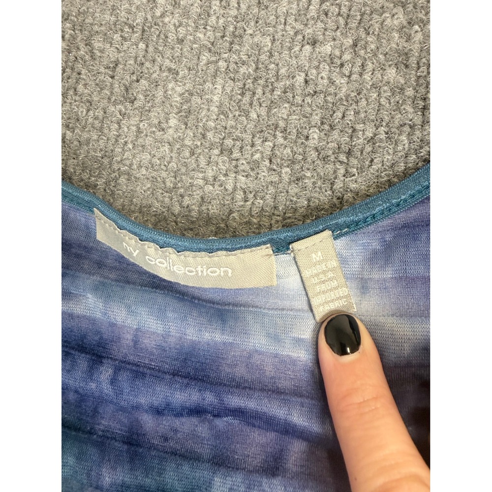 NY Collection Womens Blue Purple Tie Dye Ruffle Tiered Tank Top Shimmer M - Picture 5 of 10